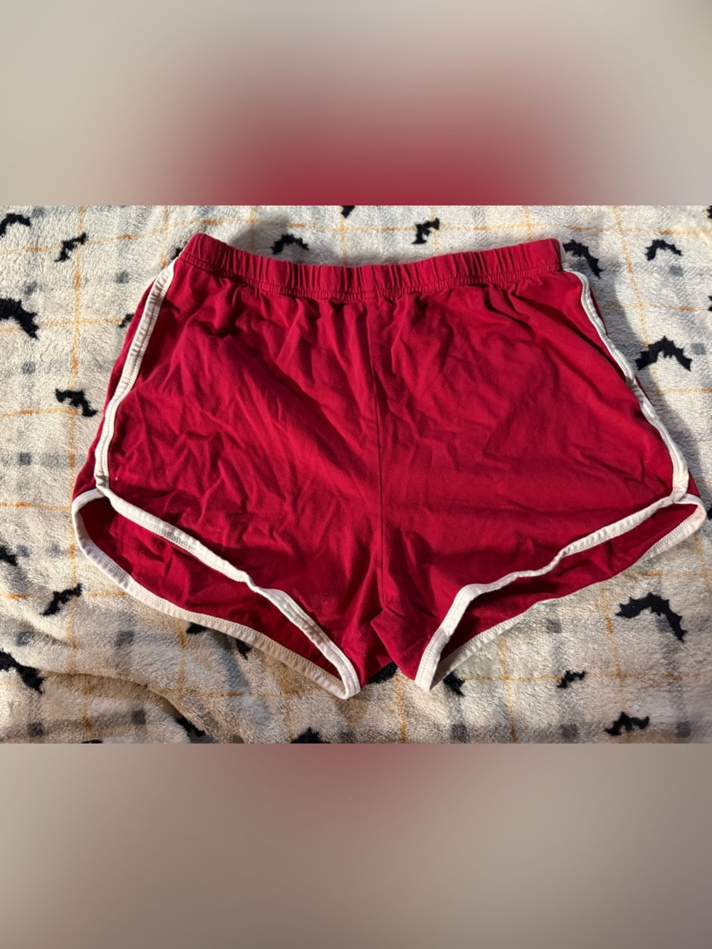 Vintage Style Red Athletic Shorts with White Trim
